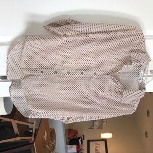 Stylish fuchsia + navy polka dot blouse